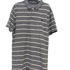Banana Republic Gray & White Striped Short Sleeve Polo Shirt